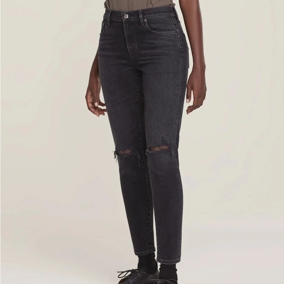 Agolde Sophie Mid Rise Jeans in Trademark Black - Picture 10 of 10